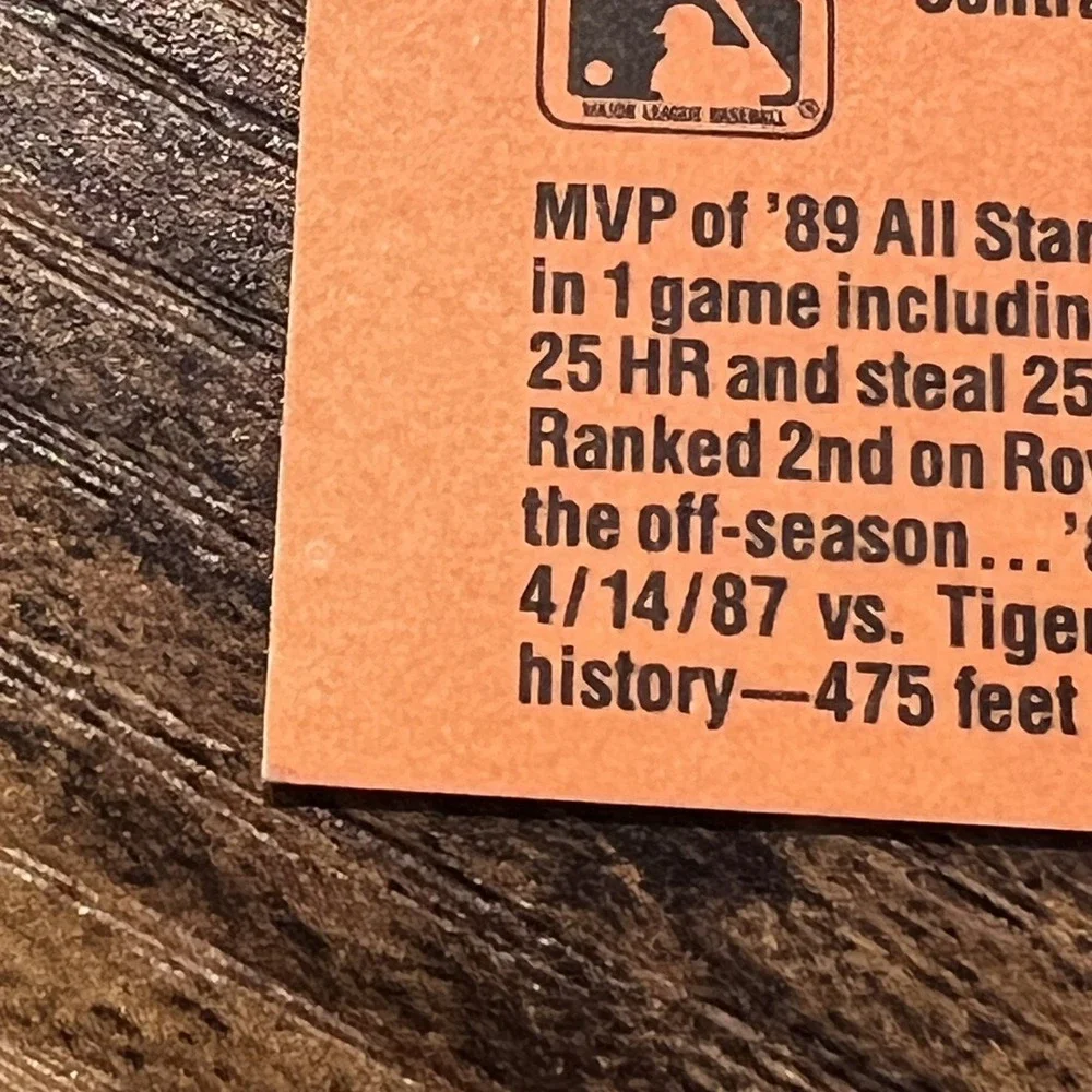 1990 Donruss Bo Jackson MVP #BC-1 ERROR Card No Period after Inc - Royals